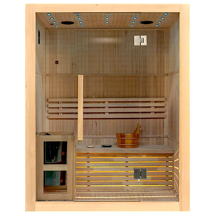 Sauna finlandese Aspen a tre posti, vista frontale